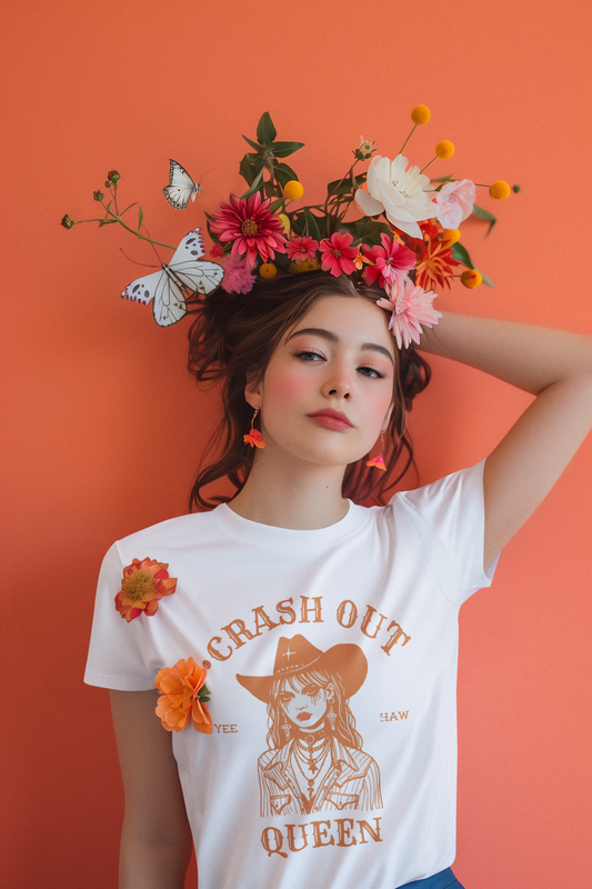 Crash Out Queen Women's Boxy Tee - Casual Cowboy Graphic Tee
