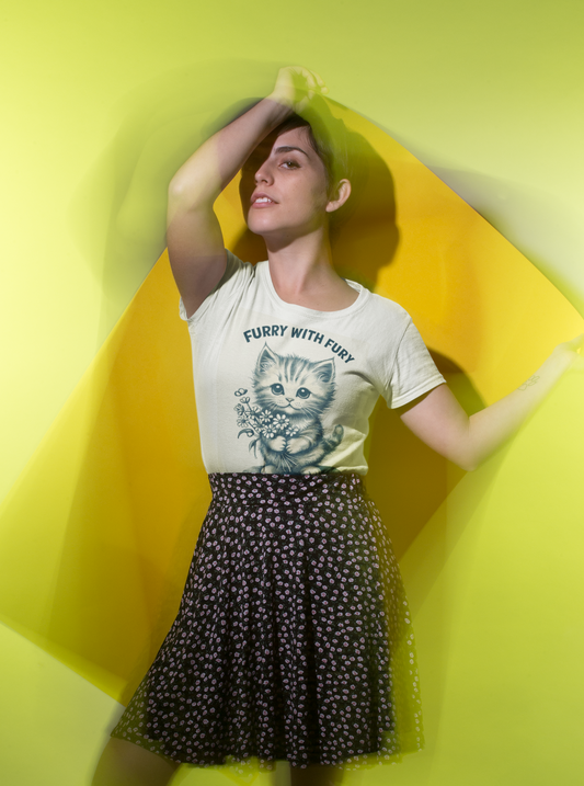 Furry With Fury Women's Festival Crop Top - Cute Cat Graphic Tee