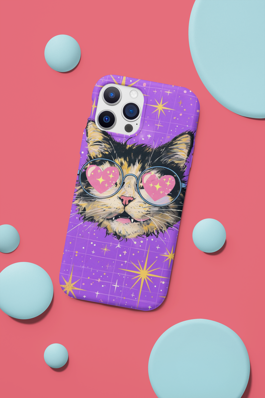 Cute Cat Flexi Case with Heart Glasses