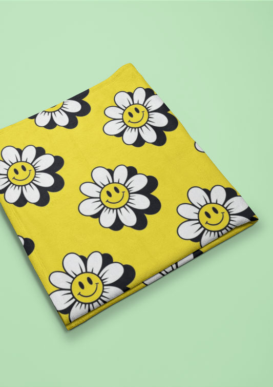 Cheerful Daisy Velveteen Plush Blanket