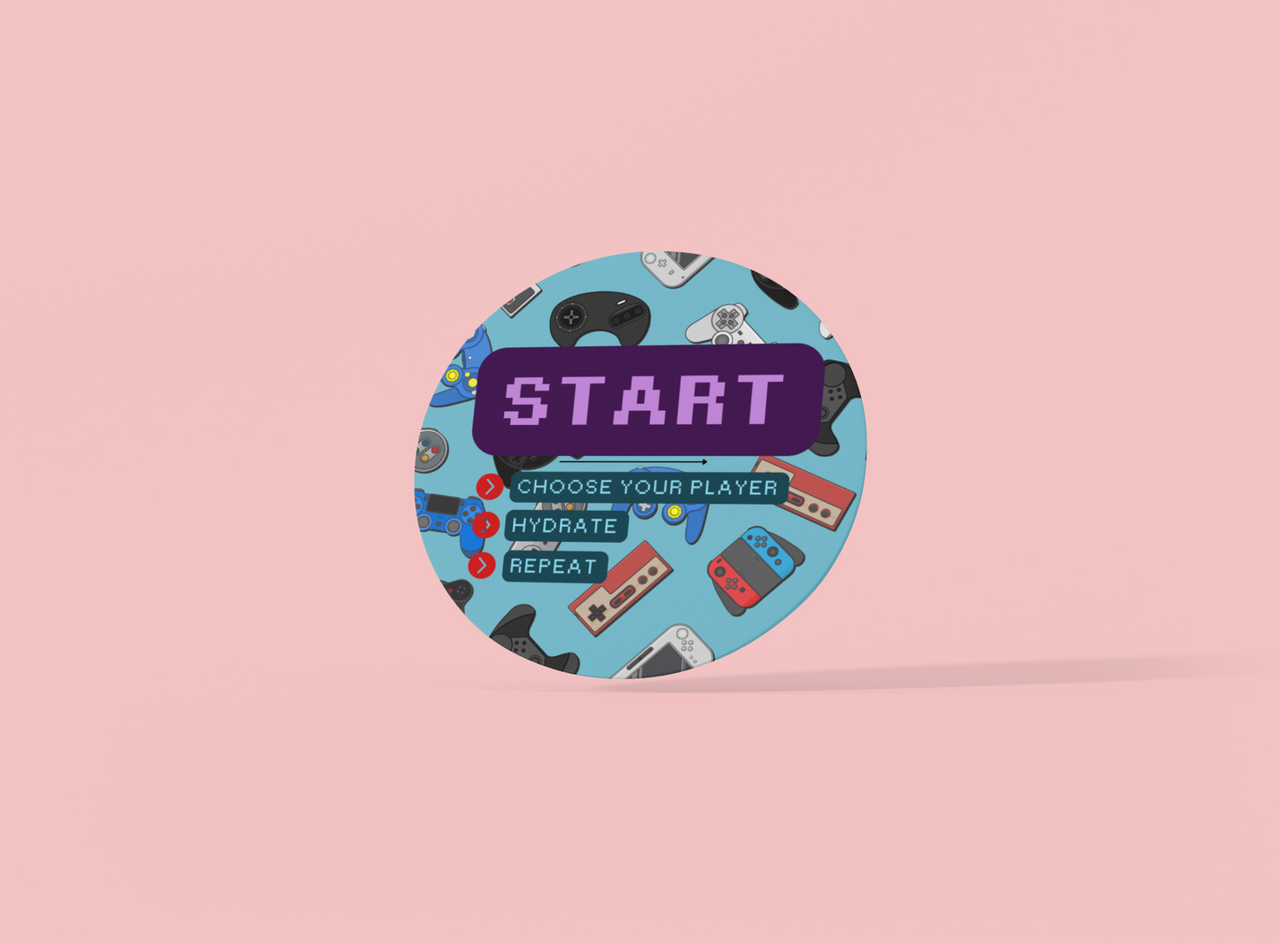 Retro Gamer Ceramic Coaster - 'START' Hydrate & Repeat