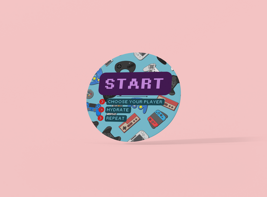Retro Gamer Ceramic Coaster - 'START' Hydrate & Repeat