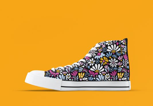 Floral Print Women's High Top Sneakers