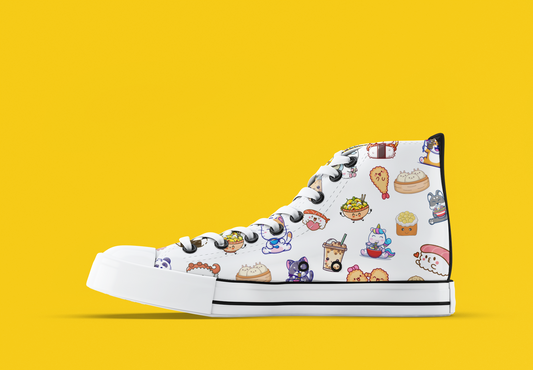 Ramen and Sushi Pattern High Top Sneakers