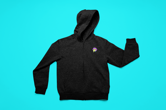 Neon Drip Lips Zip Hoodie — Psychedelic Tongue Graphic Jacket