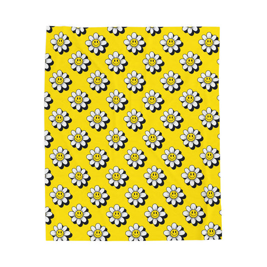 Cheerful Daisy Velveteen Plush Blanket