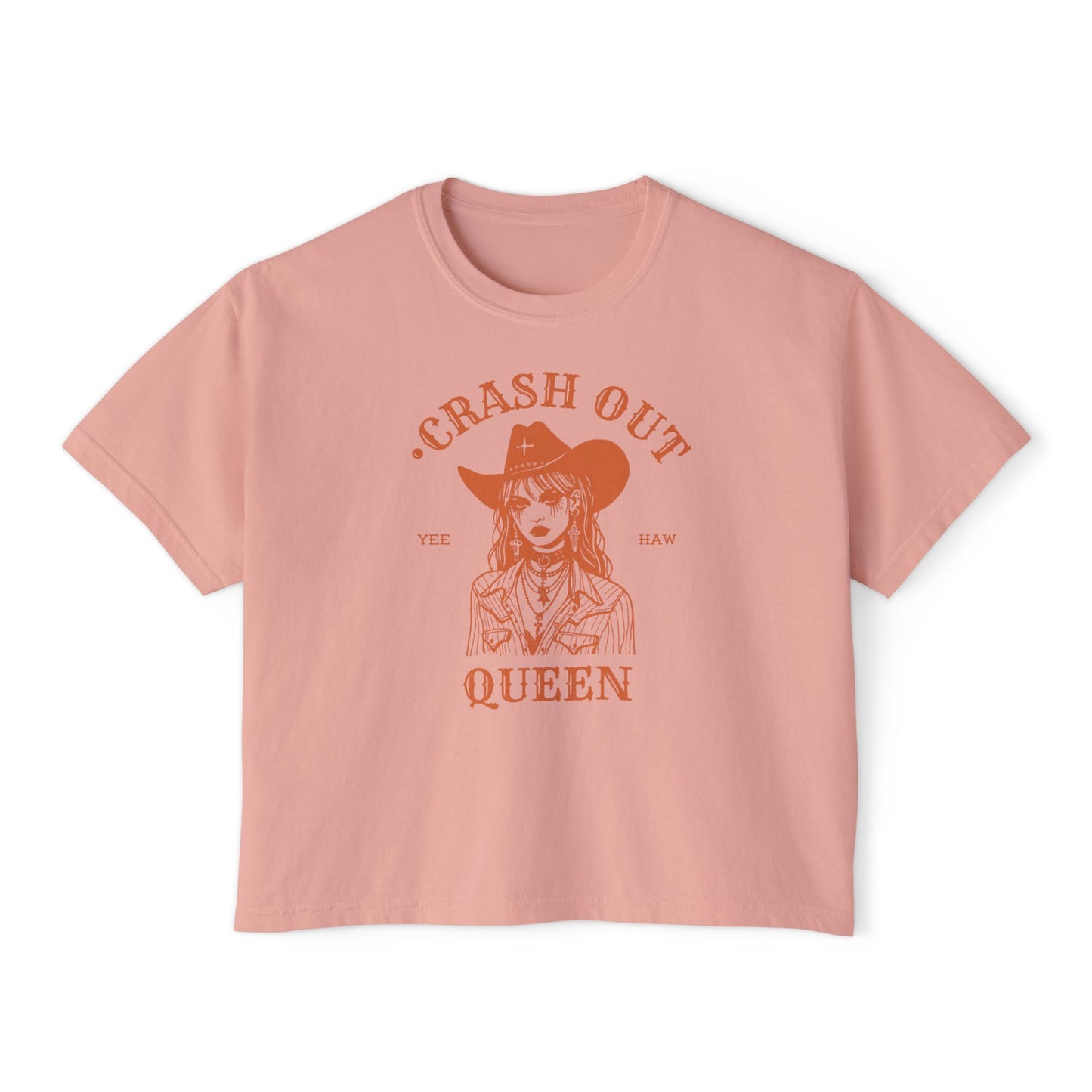 Crash Out Queen Women's Boxy Tee - Casual Cowboy Graphic Tee