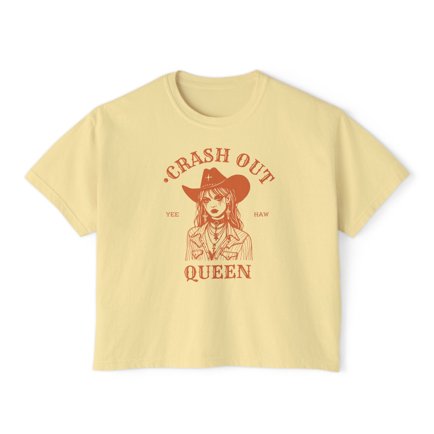 Crash Out Queen Women's Boxy Tee - Casual Cowboy Graphic Tee