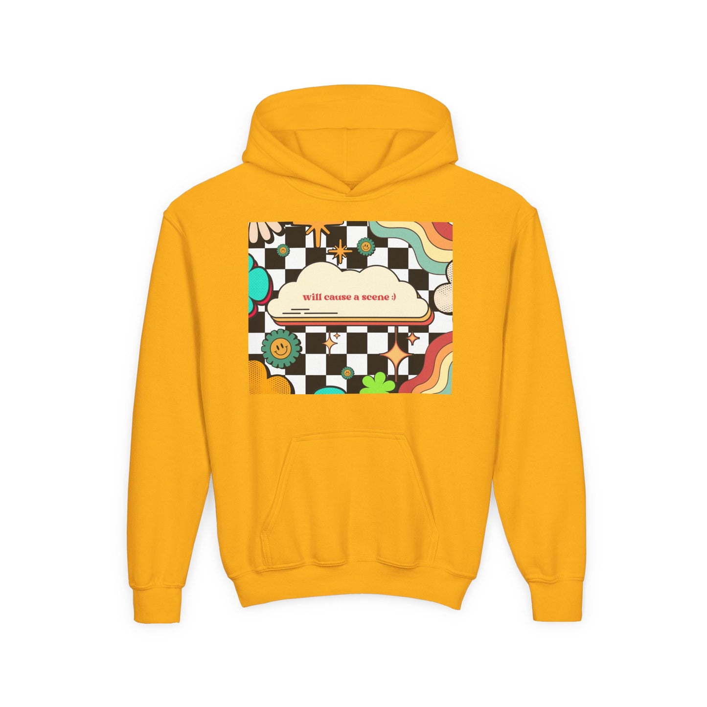 Youth Hoodie - 'Will Cause a Scene' Fun Graphic Sweatshirt
