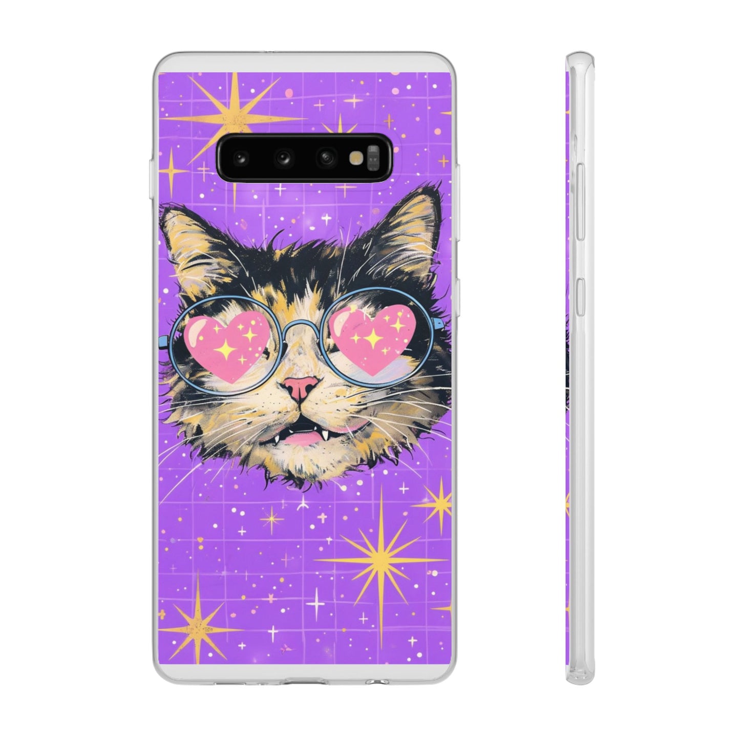 Cute Cat Flexi Case with Heart Glasses