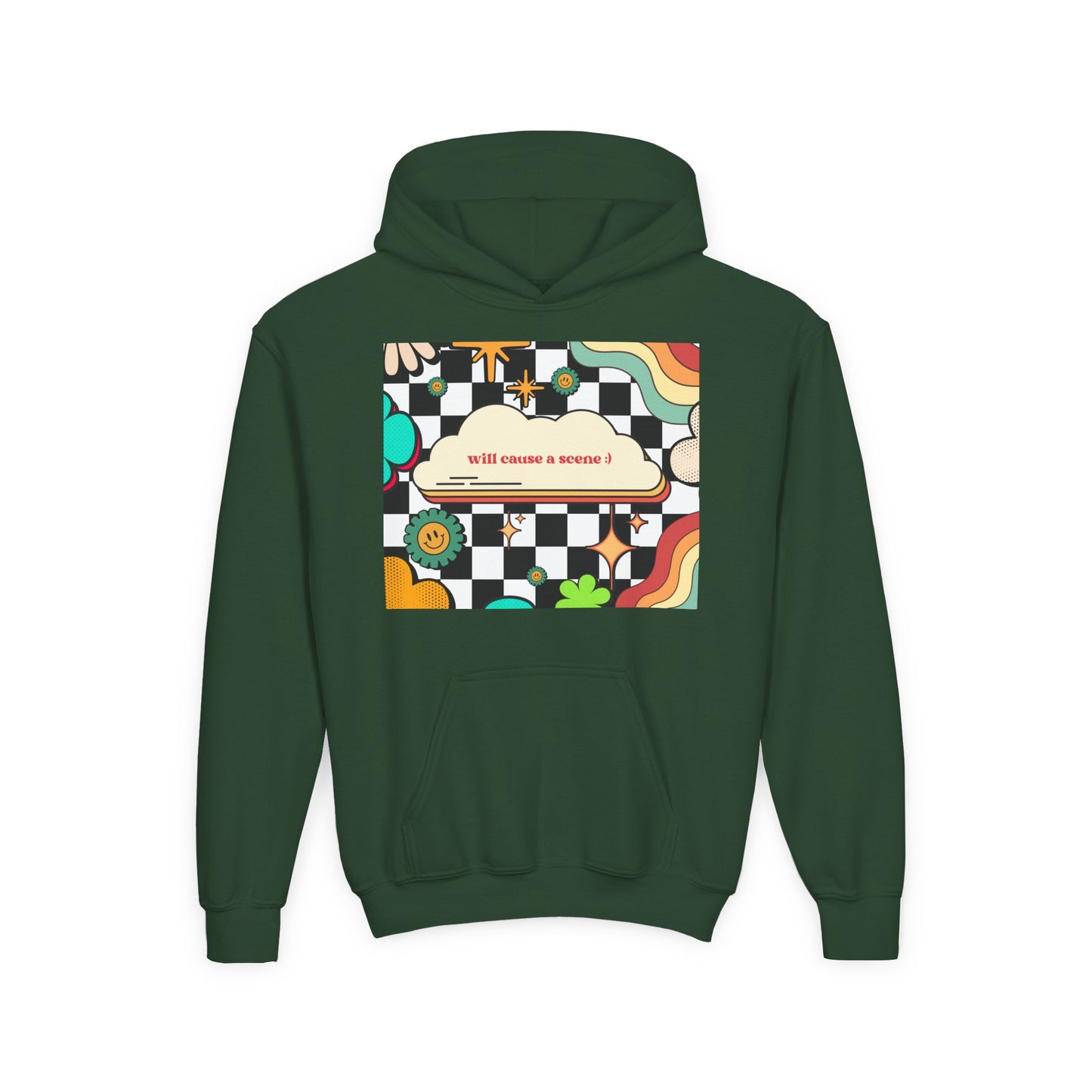 Youth Hoodie - 'Will Cause a Scene' Fun Graphic Sweatshirt