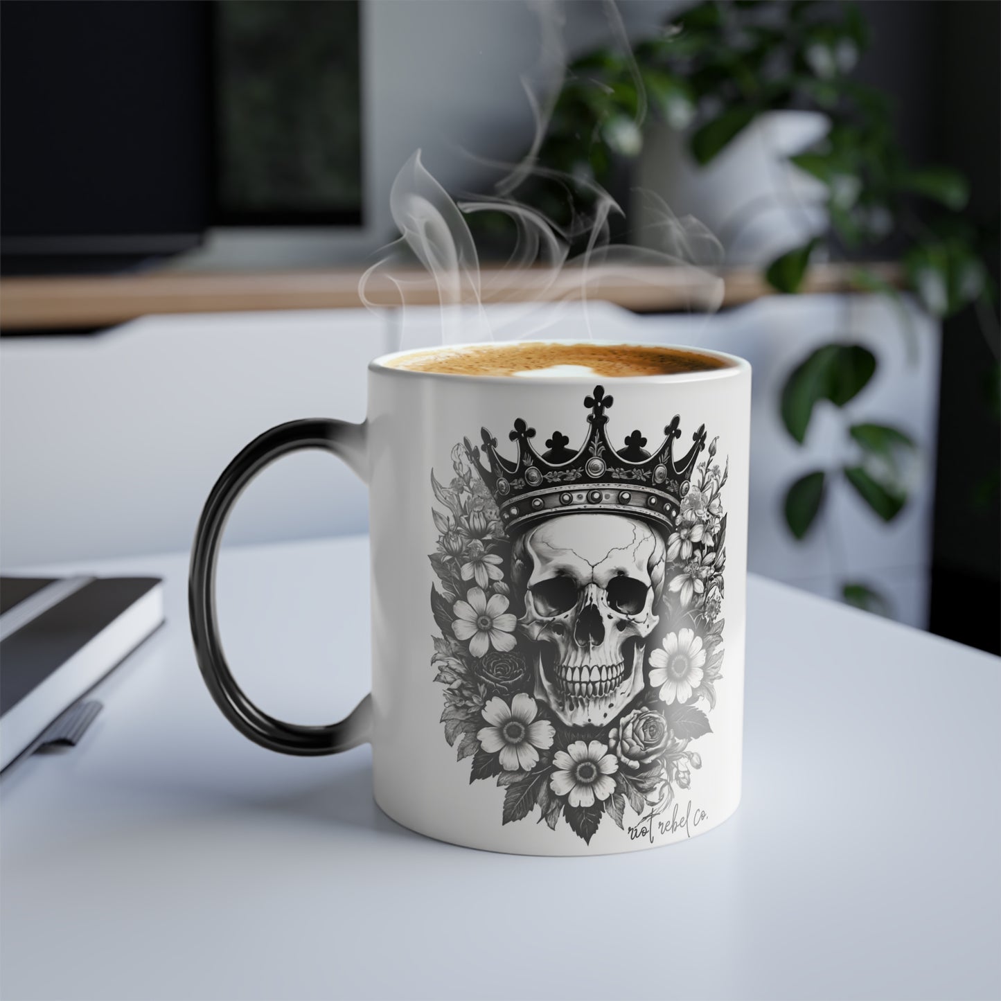 Color Morphing Floral Skull Mug - Change with Heat | 11oz Coffee Cup