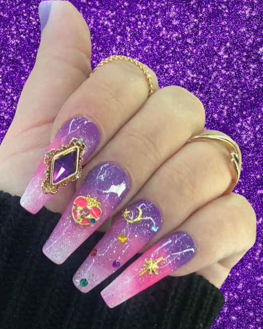 Sailor Moon Inspired Press On Nails (Coffin)