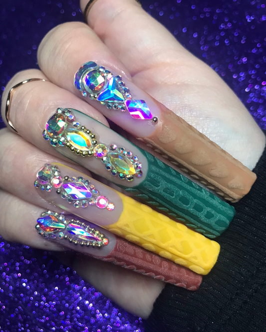 XXXL Blingy Sweater Press On Nails (Coffin)