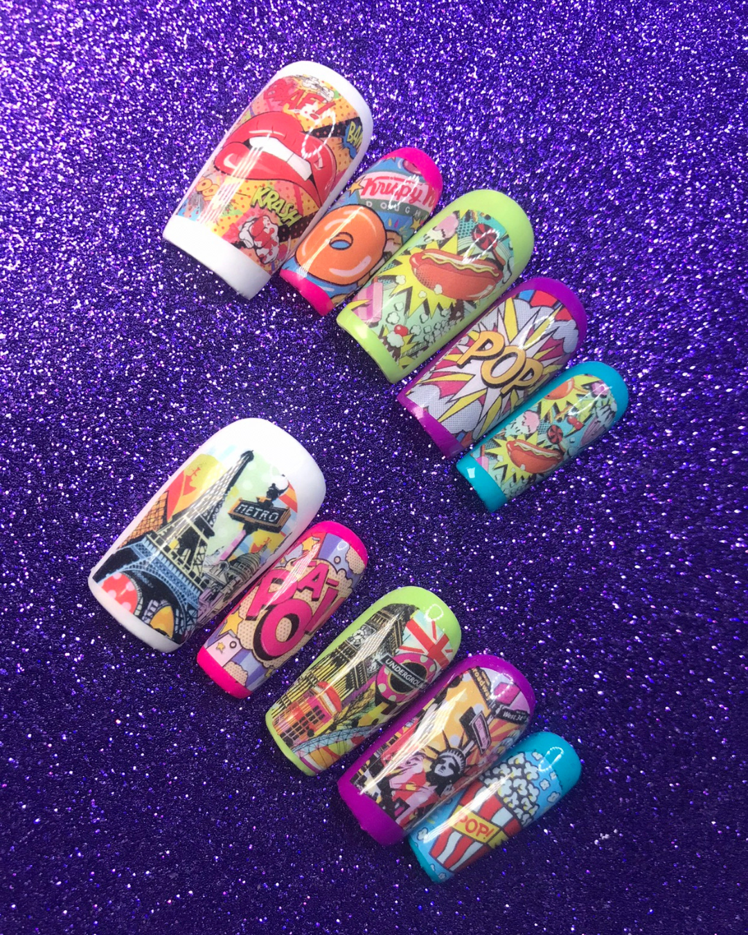 Comic Pop Art Press On Nails ( Square)