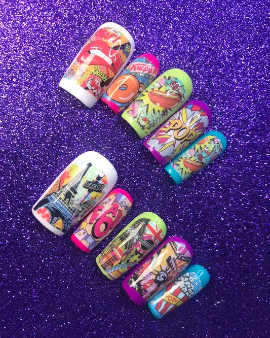 Comic Pop Art Press On Nails ( Square)
