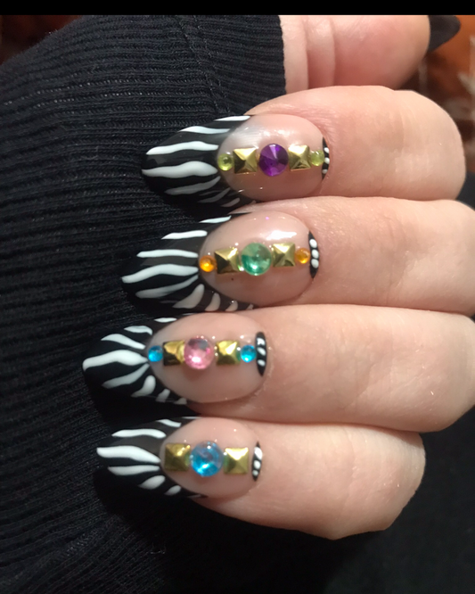 Abstract Swirls And Gems Press On Nails