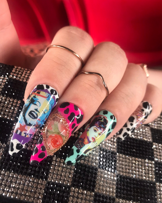 Retro Marilyn Manroe And Audrey Hepburn Press On Nails